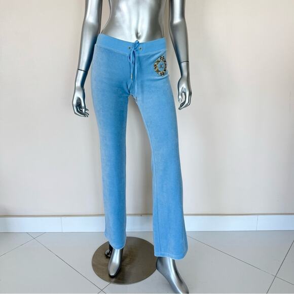 Juicy Couture women velvet blue pants size XS Limited Edition - Picture 1 of 9